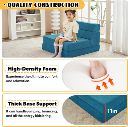 jela Foldable Sofa Bed, Convertible Sleeper Lounge Chair Floor Mattress Floor Couch with Backrest