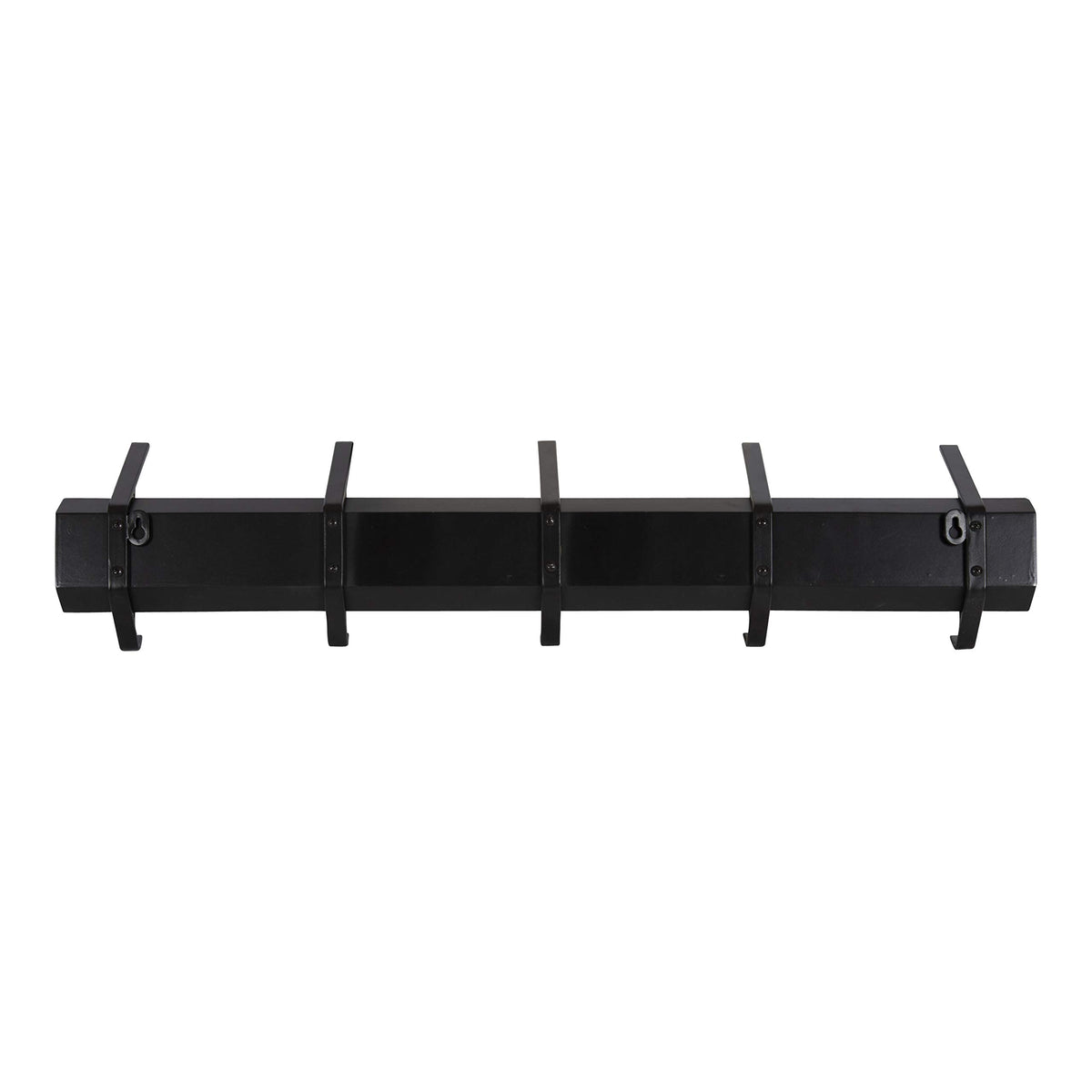 Kate and Laurel Rossmore Farmhouse 5-Hook Wall Hanging Coat Rack, Black, Modern Hanging Rack for