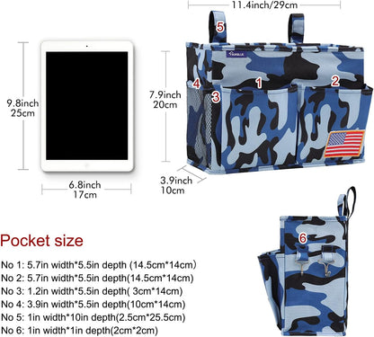 Surblue Bedside Caddy Hanging Bed Organizer Storage Bag Pocket for Bunk and Hospital Beds, College