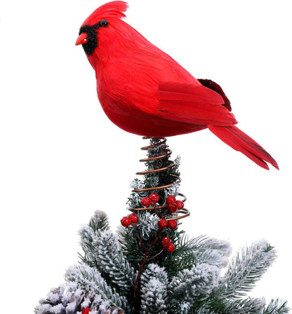 Retisee 11.8'' Cardinal Christmas Tree Topper Red Cardinal Christmas Tree Decoration Red Bird