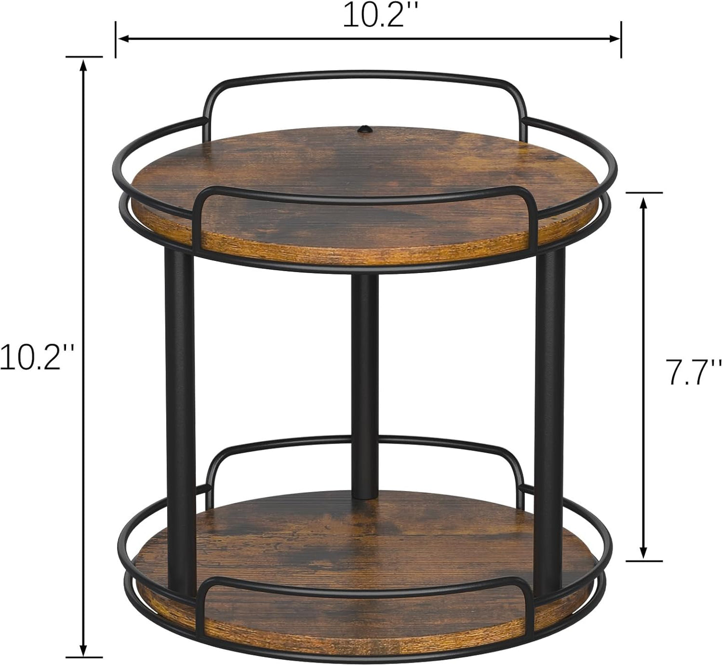 LAMU 10.2'' Wood Lazy Susan Turntable Organizer for Cabinet, 2 Tier Lazy Susan Spice Rack Organizer