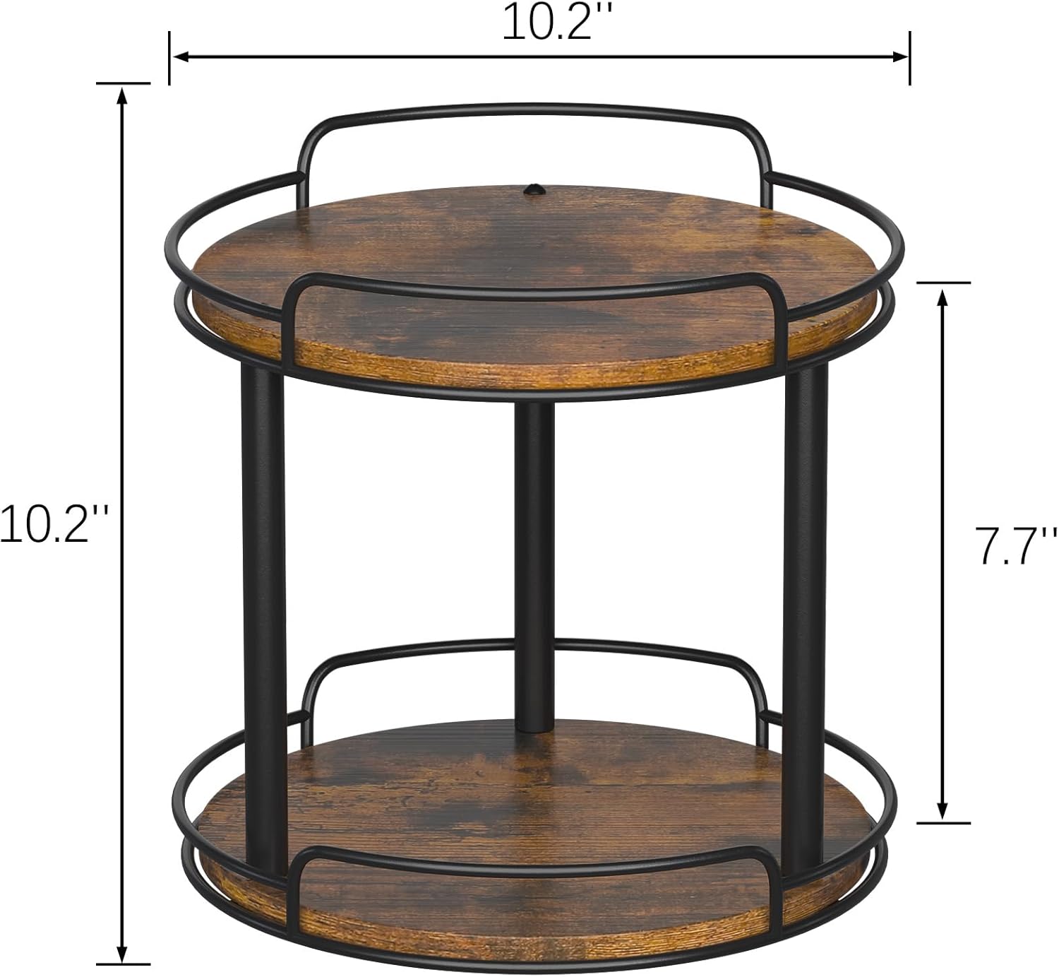 LAMU 10.2'' Wood Lazy Susan Turntable Organizer for Cabinet, 2 Tier Lazy Susan Spice Rack Organizer