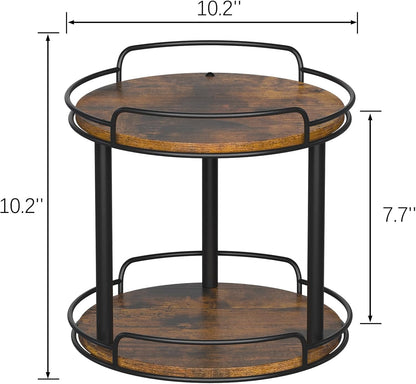 LAMU 10.2'' Wood Lazy Susan Turntable Organizer for Cabinet, 2 Tier Lazy Susan Spice Rack Organizer
