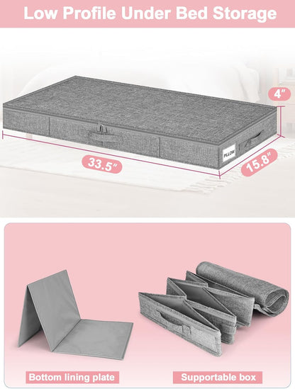 Low Profile Under Bed Storage Containers, 4" Tall Underbed Storage with Rigid Sidewalls & Bottom