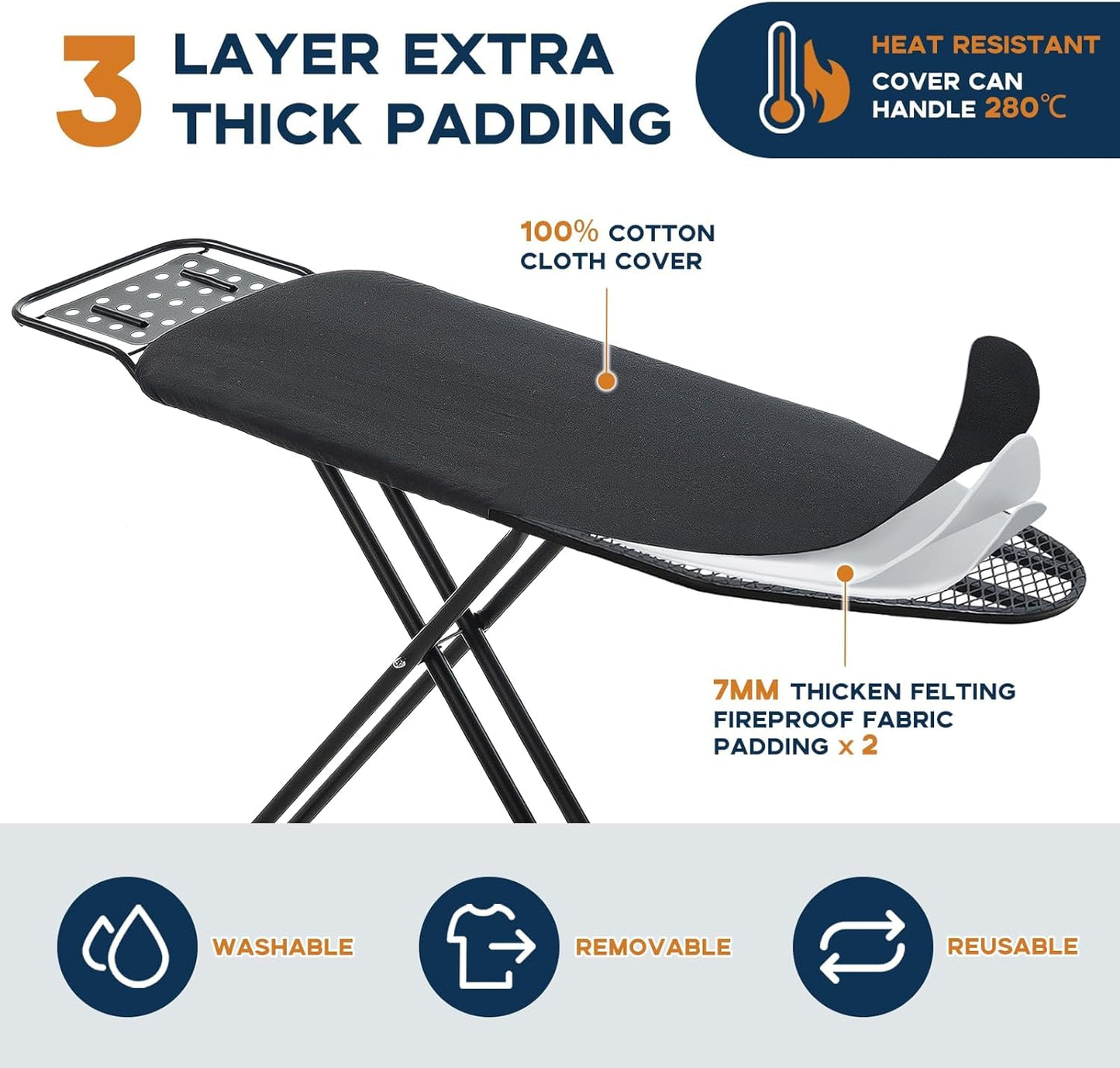 Ironing Board Full Size, RAINHOL 54"x13" Heavy Duty Compact Ironing Board with Iron Rest, Heat