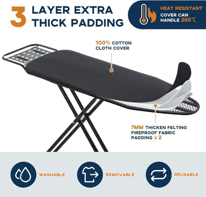Ironing Board Full Size, RAINHOL 54"x13" Heavy Duty Compact Ironing Board with Iron Rest, Heat