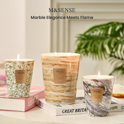 M&SENSE EucalyptusMint Scented Candles for Home, 3-Wick Highly Scented Jar Candles, Extra Large