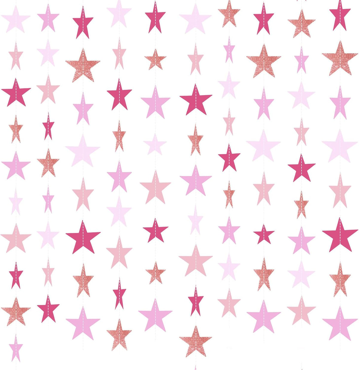 Patelai Glitter Star Garland Banner Decor 130 Feet Star Hanging Bunting Banner Twinkle Backdrop for