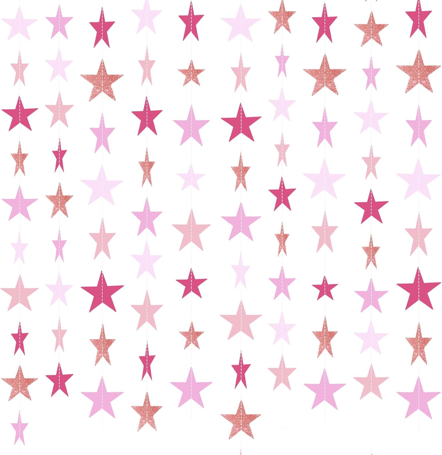 Patelai Glitter Star Garland Banner Decor 130 Feet Star Hanging Bunting Banner Twinkle Backdrop for