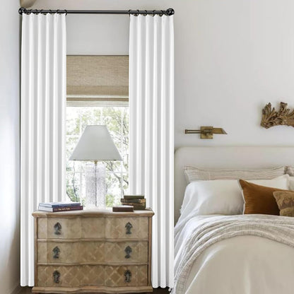 KangBang White Pinch Pleat Curtains 96 Inches Long for Living Room, Light Blocking Thermal Solid