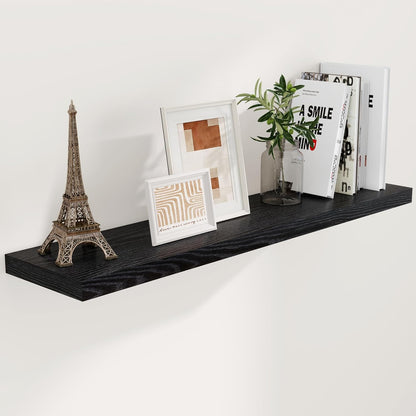 48 Inch Floating Shelves Black, Rustic Wood Floating Shelf Wall Mounted, 9 Inch Deep Floating Shelf