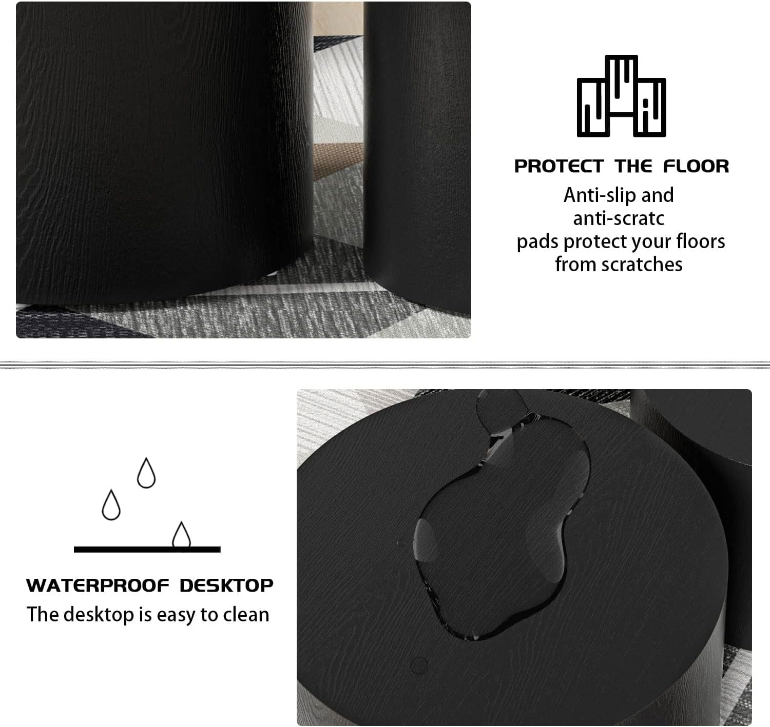 Nesting Coffee Table Set of 2, Modern Round Coffee Table with Non-Slip Feet, Wooden Circle Accent