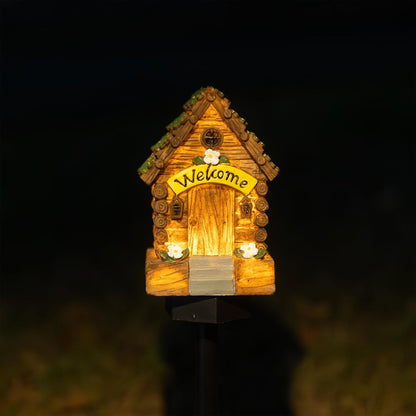 Dazzle Bright Fairy Garden House, 16" Glow in The Dark Cottage with Solar LED Light, Beautiful