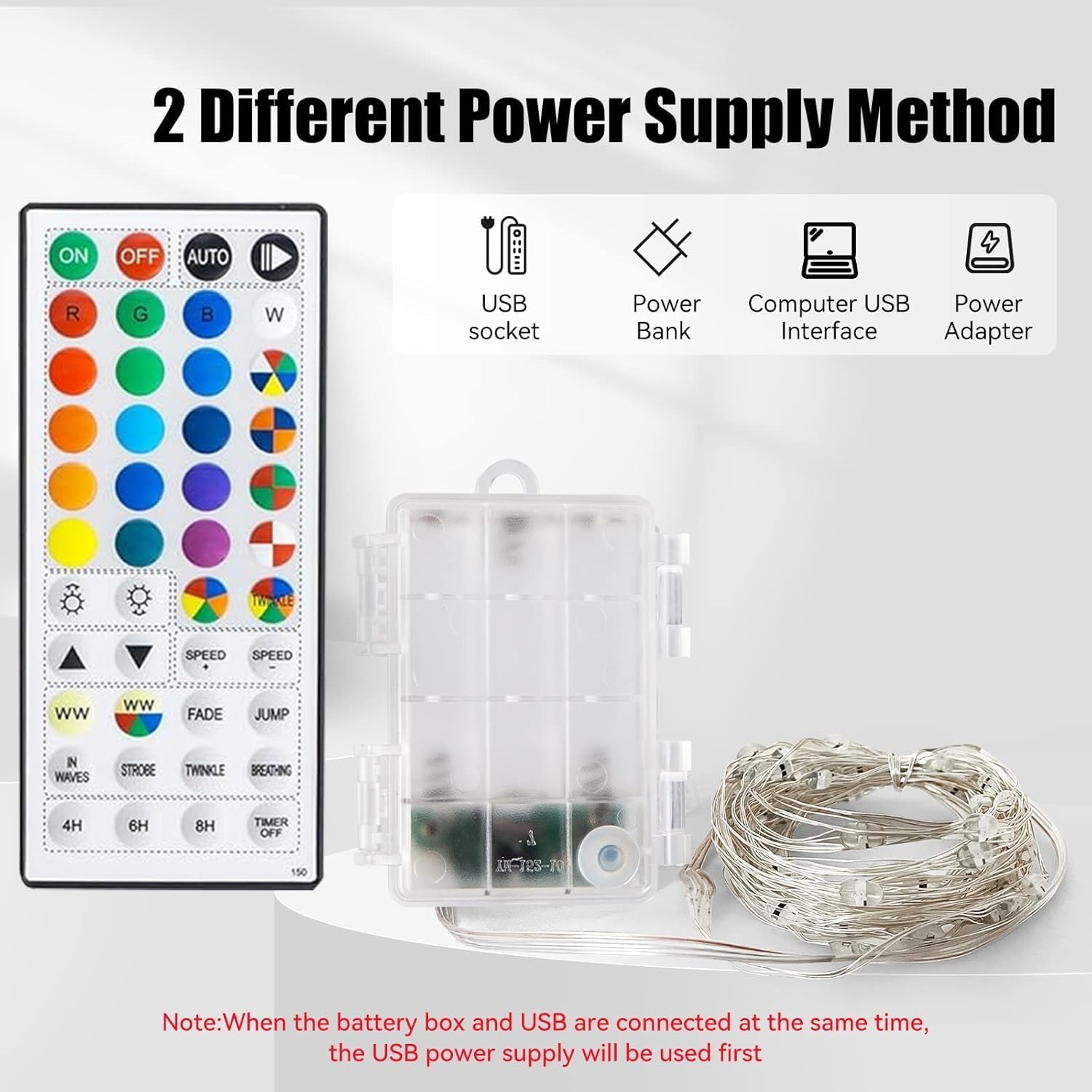 Dazzle Bright Color Changing Fairy Lights Battery Operated, 2 Pack Total 40FT 120LED Silver Copper