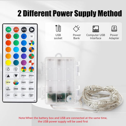 Dazzle Bright Color Changing Fairy Lights Battery Operated, 2 Pack Total 40FT 120LED Silver Copper