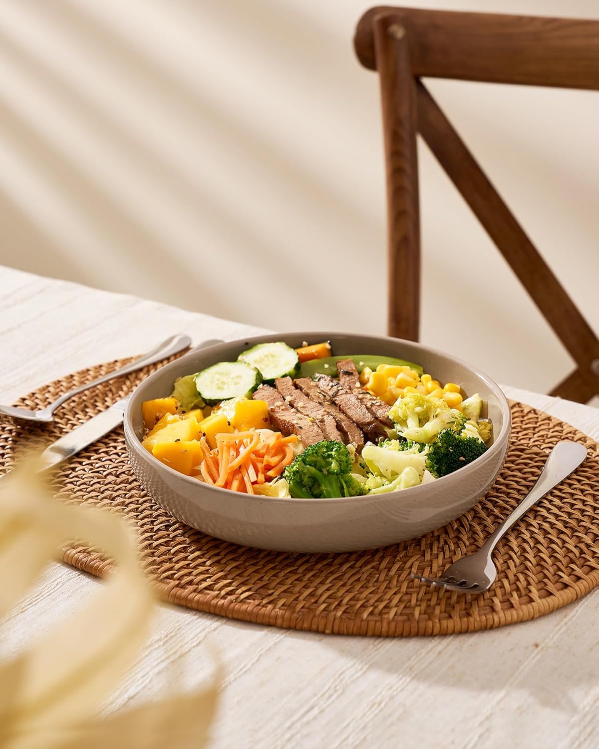 famiware Milkyway 33 oz Bowl Set, Pasta Bowls Set of 4, Salad Bowls, Double Reactive Glaze, Sturdy
