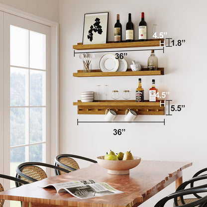 MBYD Floating Shelves 36 Inch, Nursery Book Shelves for Kids Room, Hanging Bookshelf with Hooks Set