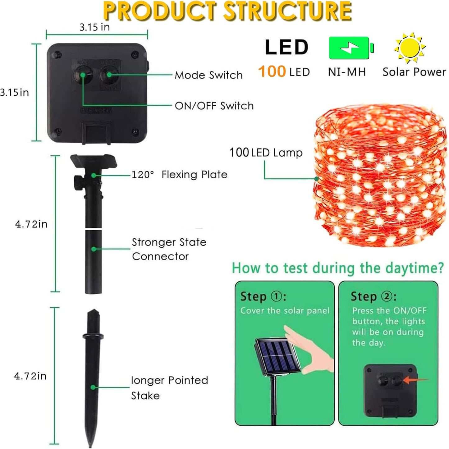 Solar String Lights Outdoor, 2-Pack Total 80FT 200 LED Solar Christmas Twinkle Lights Outside