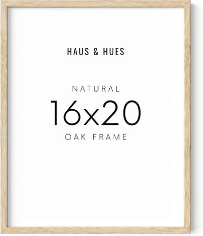 HAUS AND HUES Beige Oak Wood 16x20 Picture Frame - Modern Wood Wall Art Display - Lightweight 16x20