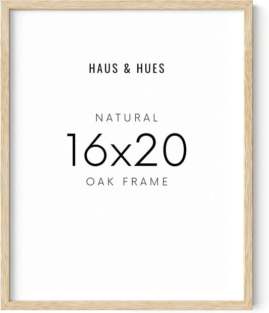 HAUS AND HUES Beige Oak Wood 16x20 Picture Frame - Modern Wood Wall Art Display - Lightweight 16x20