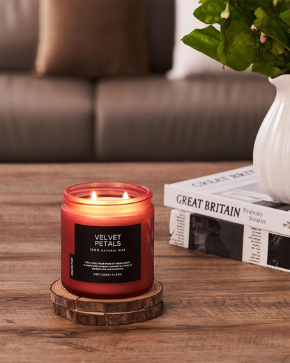 M&SENSE Velvet Petals Soy Candles for Home Scented, Organic Natural Soy Wax 11.6oz 70 Hour Long