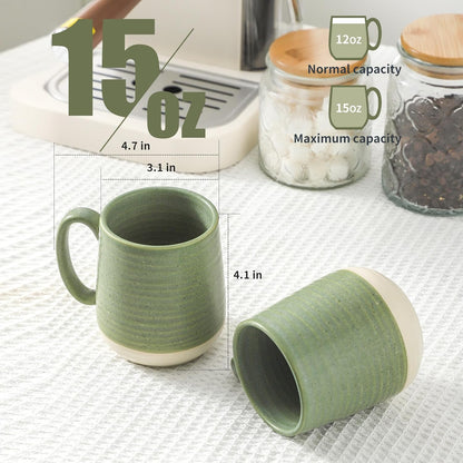 Hasense Porcelain Coffee Mugs Set of 4, 15 Oz Large Coffee Cups, Latte Cup with Handle, Tea Mugs