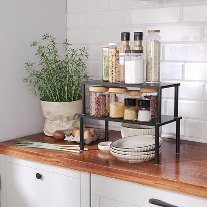 Cabinet Organizer Shelf(Set of 2),Kitchen Counter Shelves,Bamboo Spice Rack Countertop and
