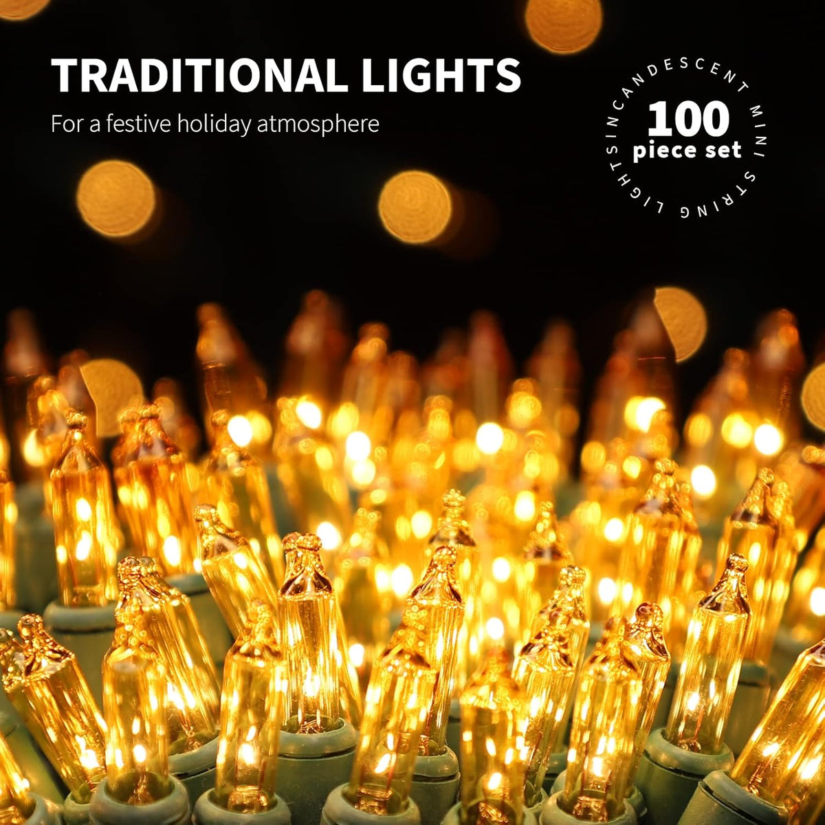 100LIGHTS Yellow Extra-Bright with End Connectors Christmas Decorative Lights 5.98m UL Certified