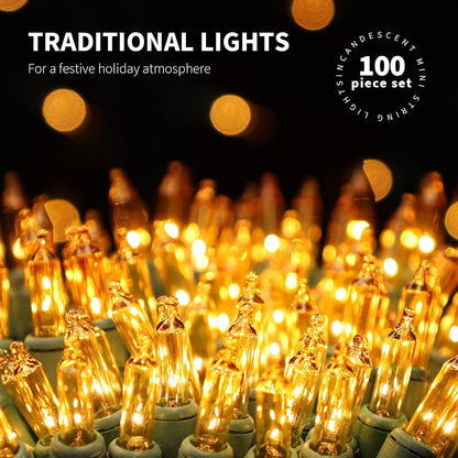 100LIGHTS Yellow Extra-Bright with End Connectors Christmas Decorative Lights 5.98m UL Certified