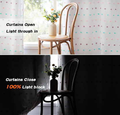 MYSKY HOME Total Blackout Curtains for Kids Bedroom Nursery Curtains 100% Light Block Doubled
