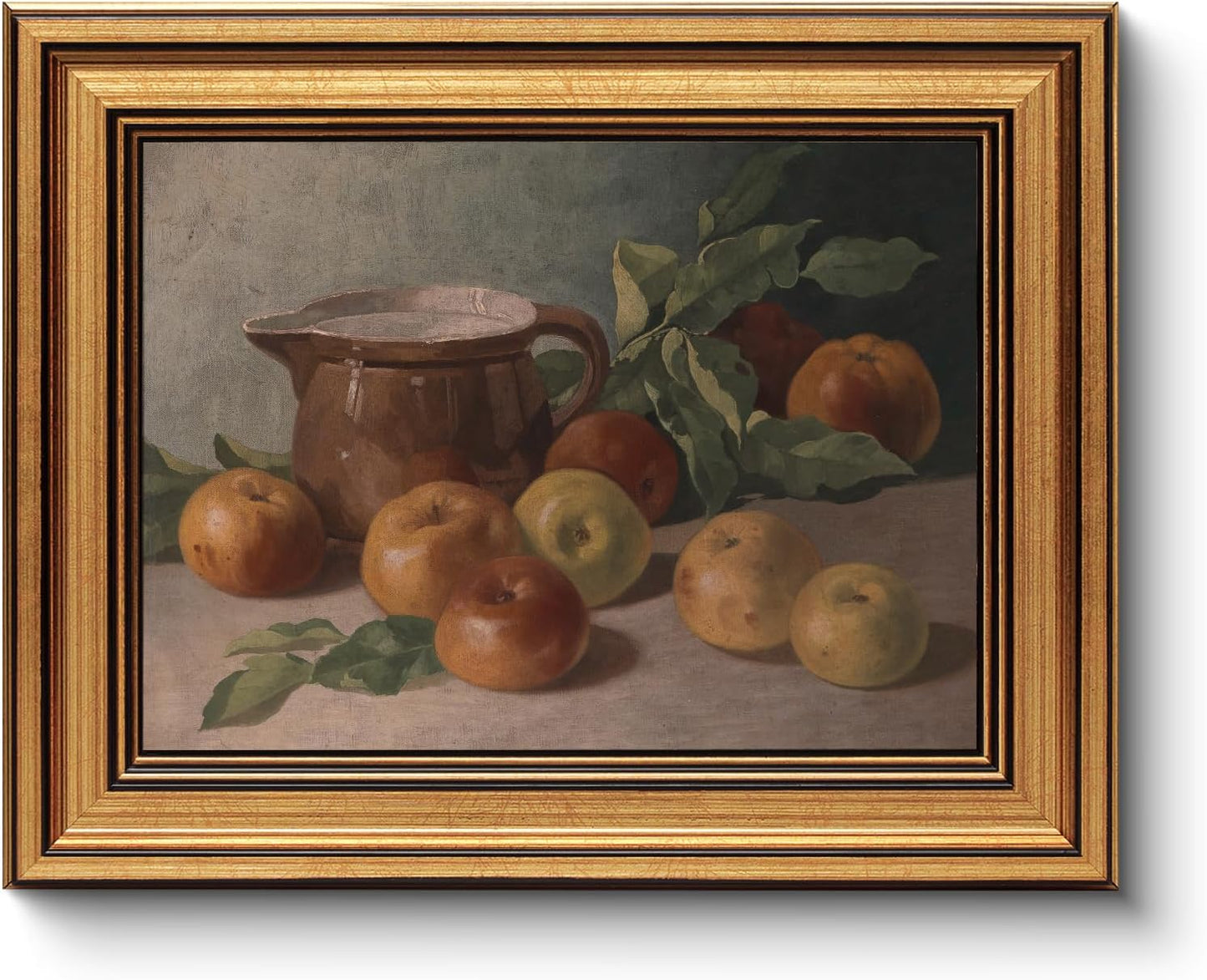 HUARCEY Gold Framed Vintage Wall Art for Living Room Harvest Apples Still Life Oil Painting Artwork