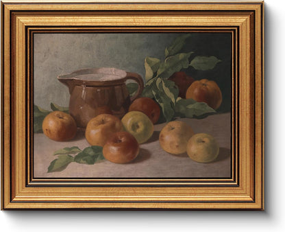 HUARCEY Gold Framed Vintage Wall Art for Living Room Harvest Apples Still Life Oil Painting Artwork