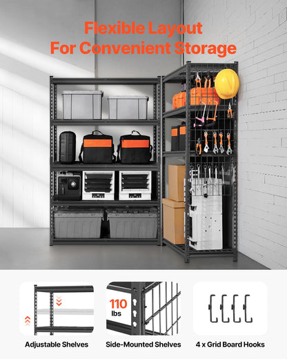 VEVOR Storage Shelves, 2500 lbs, 5 Tier Heavy Duty Garage Shelving, 18" D x 48" W x 72" H