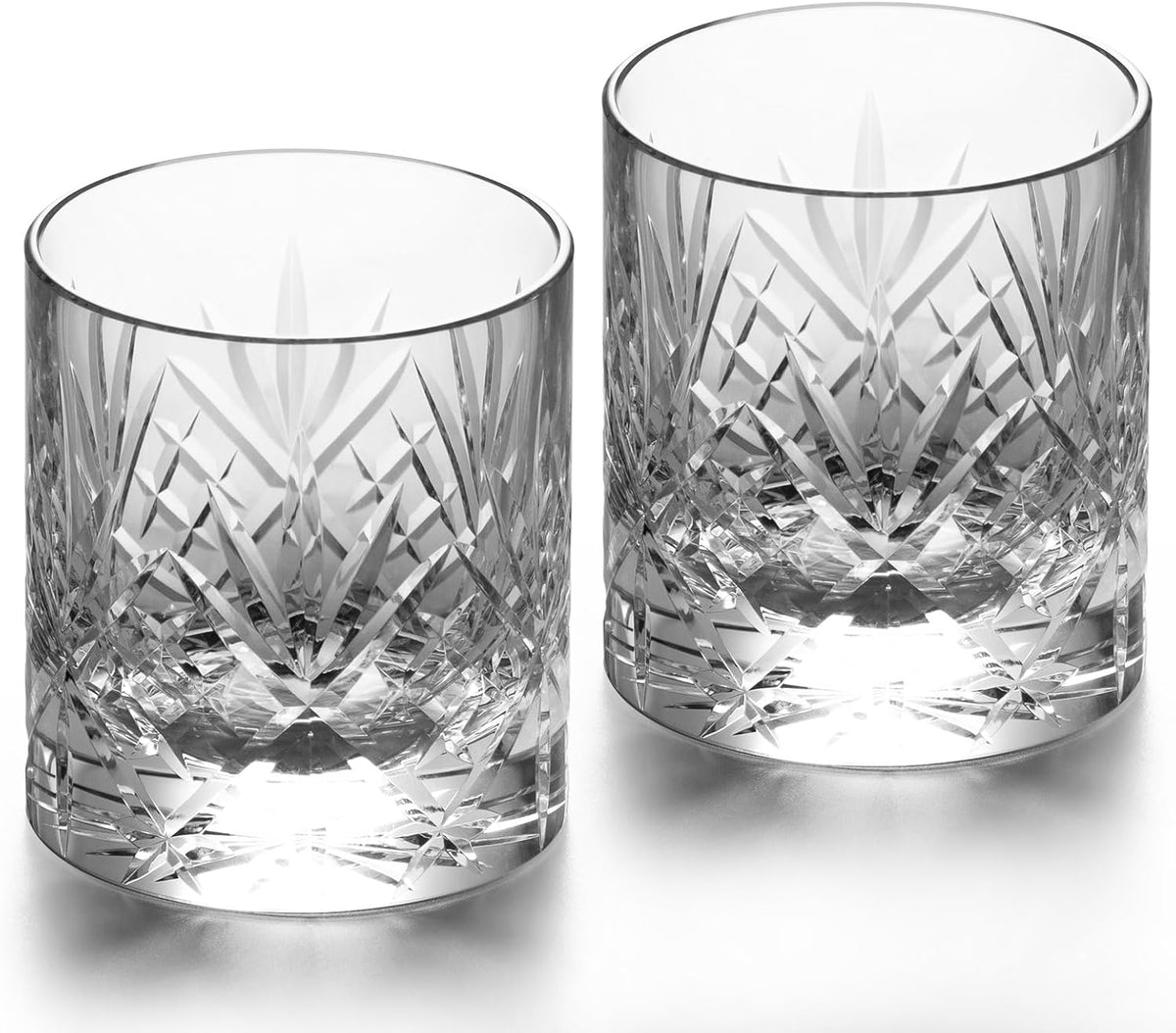 KAMMAK Crystal Whiskey Glasses Set of 2, Handcrafted 7.1oz Old Fashioned Glasses Stemless, Luxury