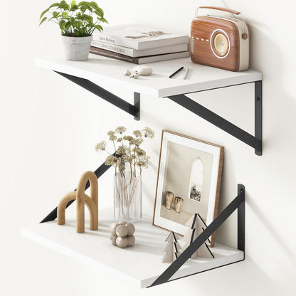Fun Memories 10 Inch Deep Floating Shelves, White Floating Shelf 16 Inch Long, 16" W x 10" D Wall