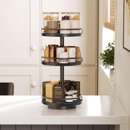 HOOBRO Lazy Susan Organizer, Rotating Spice Rack, 3-Tier Organizer, Turntable Spice Rack, Vertical