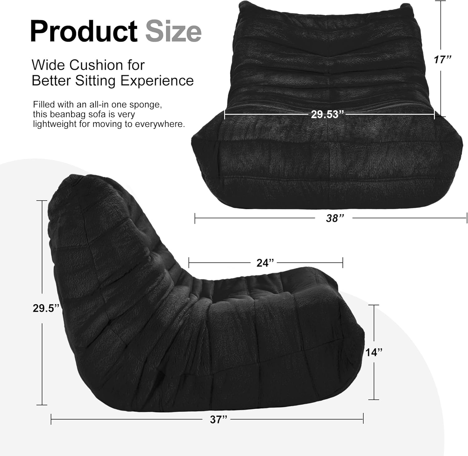 Bean Bag Chairs for Adults Giant Bean Bag Chair Memory Foam BeanBag Chair Big Bean Bag Sofa with