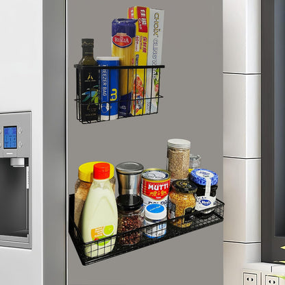 Bruda 2 Pack Magnetic Storage Rack for Spice, Magnetic Organization Shelf for Refrigerator, Fridge