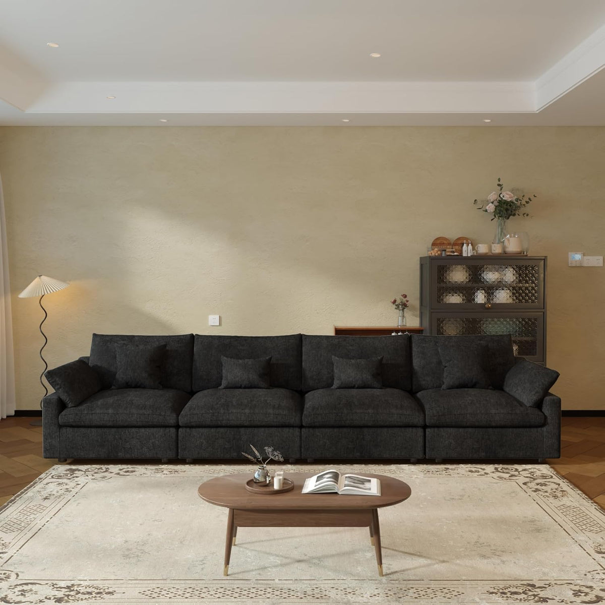 JACH Sectional Couches for Living Room, 4 Seater Cloud Sectional Couch with Deep Seat, Down Filled