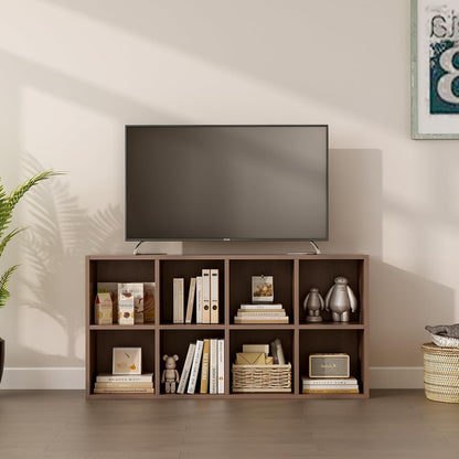 8-Cube Storage Shelf Bookcase - Wooden 4-Tier Floor Standing Open Bookshelf for Home and Office