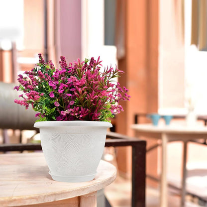 Plastic Flower Pots Planters for Indoor Plants, 3 Pack 10 Inch White Plant Pots with Drainage Hole