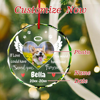 Personalized Memorial Pet Glass Ornament - Custom Picture Christmas Ornaments, Dog Forever in Our