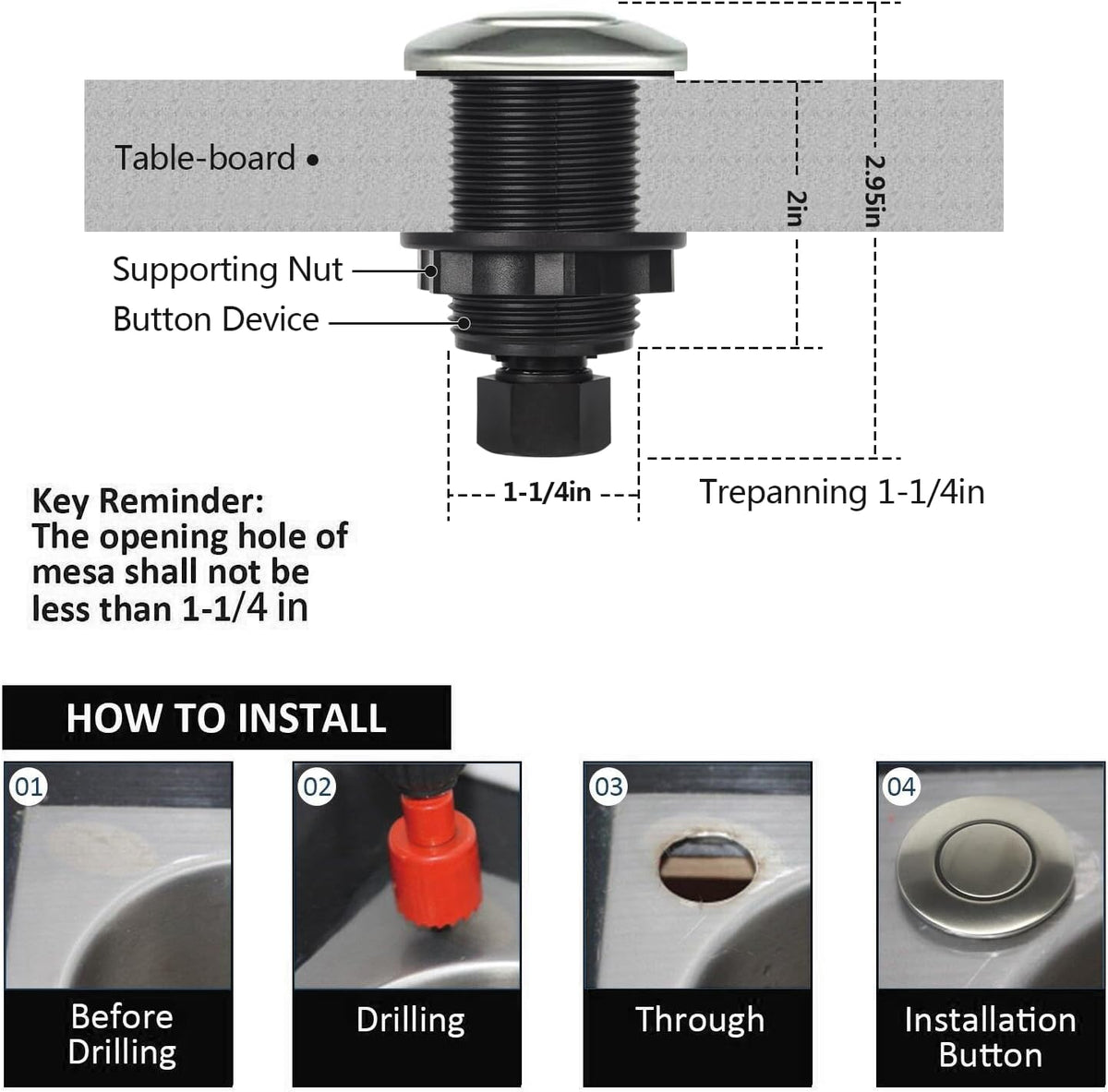 Garbage Disposal Air Switch Kit for SinkTop Waste Disposal with Stainless Steel Brushed Nickel
