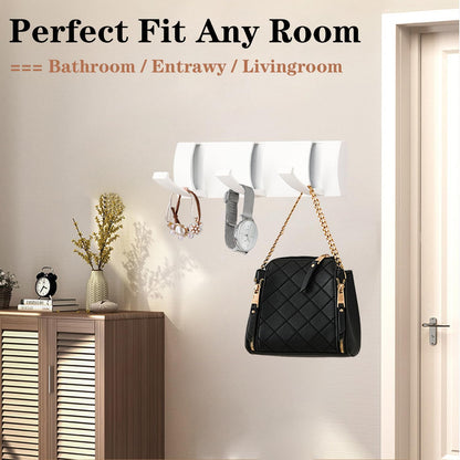 Folding Coat Hooks, Wall Mounted Coat Rack with 3 Retractable Hooks, Heavy Duty Towel Rack for