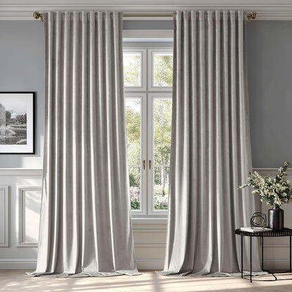 MIULEE Silver Gray Velvet Curtains 108 inches 2 Panels - Luxury Room Darkening Window Drapes for