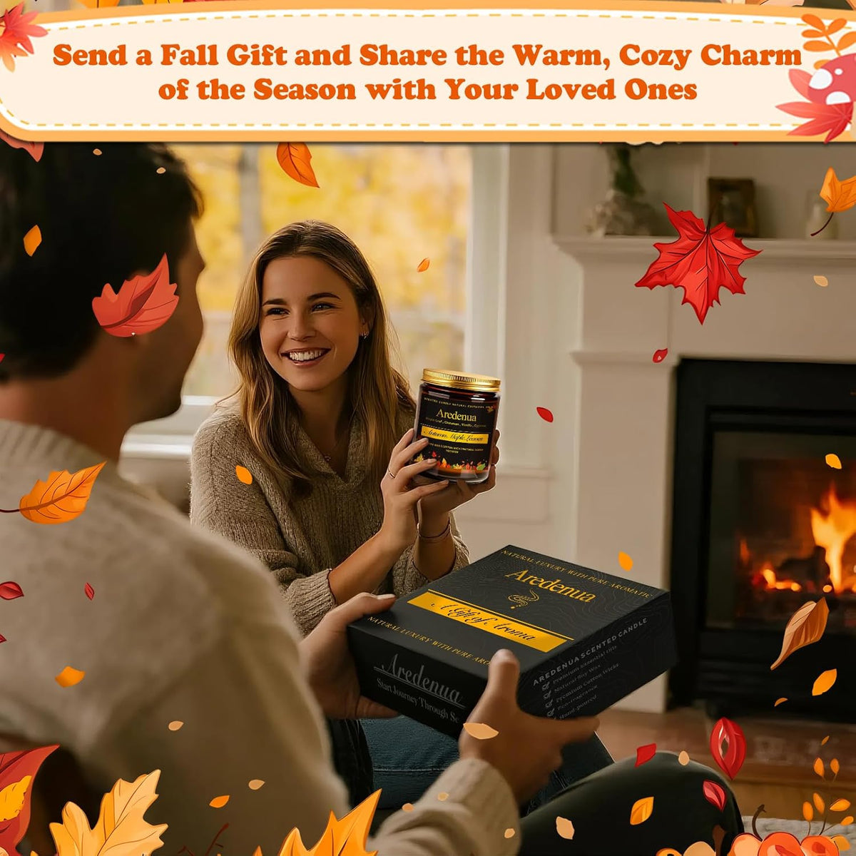 Fall Candles Set | 4 Pack Autumn Scented Candles - Fall Candle Gifts for Women Men, Soy Candles for
