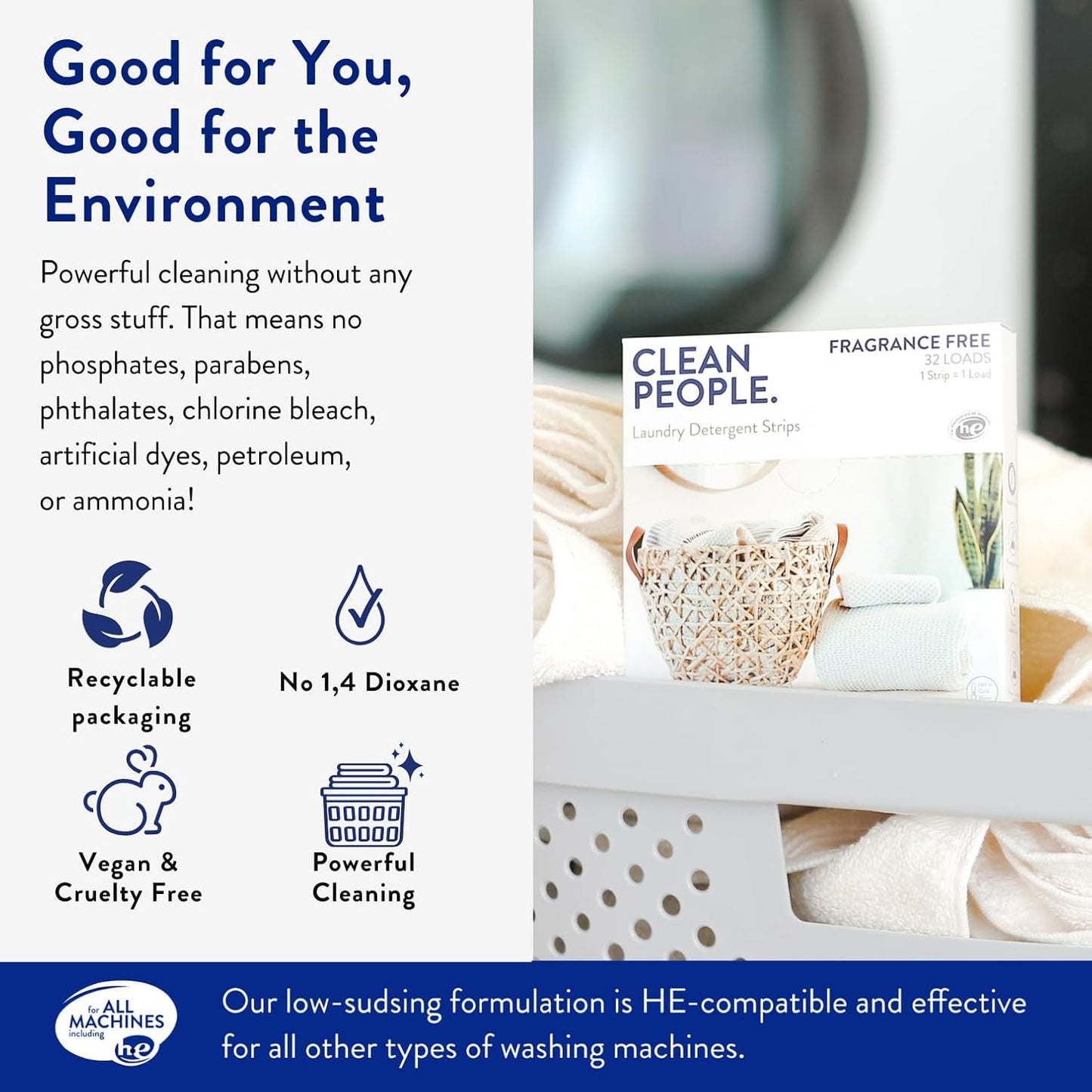 The Clean People Fragrance Free Laundry Detergent Sheets - Laundry Soap - Ultra Concentrated