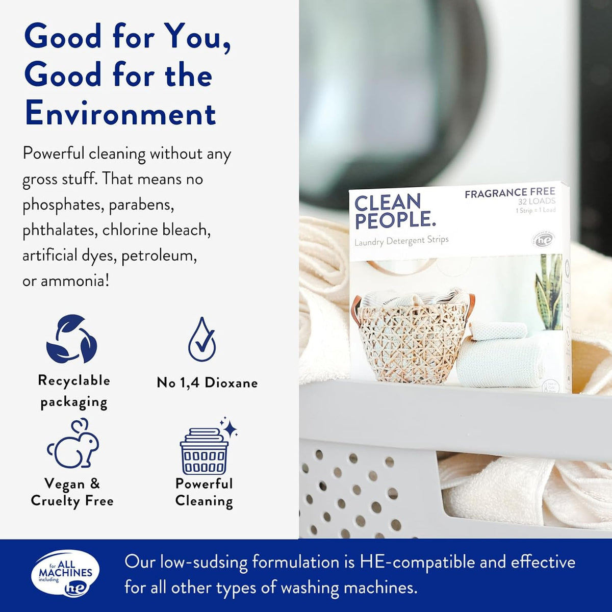 The Clean People Fragrance Free Laundry Detergent Sheets - Laundry Soap - Ultra Concentrated
