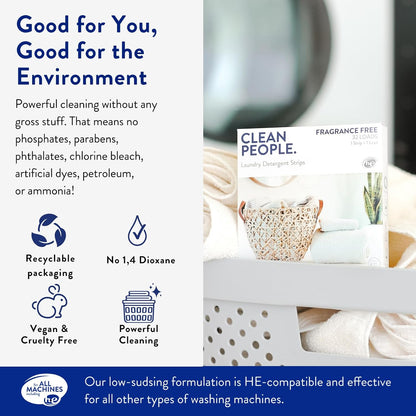 The Clean People Fragrance Free Laundry Detergent Sheets - Laundry Soap - Ultra Concentrated