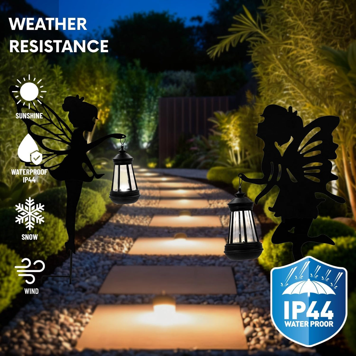 Solar Fairy Garden Decor Lights, 2 Packs, Metal Hanging Lanterns with Warm Solar Glow – Exquisite